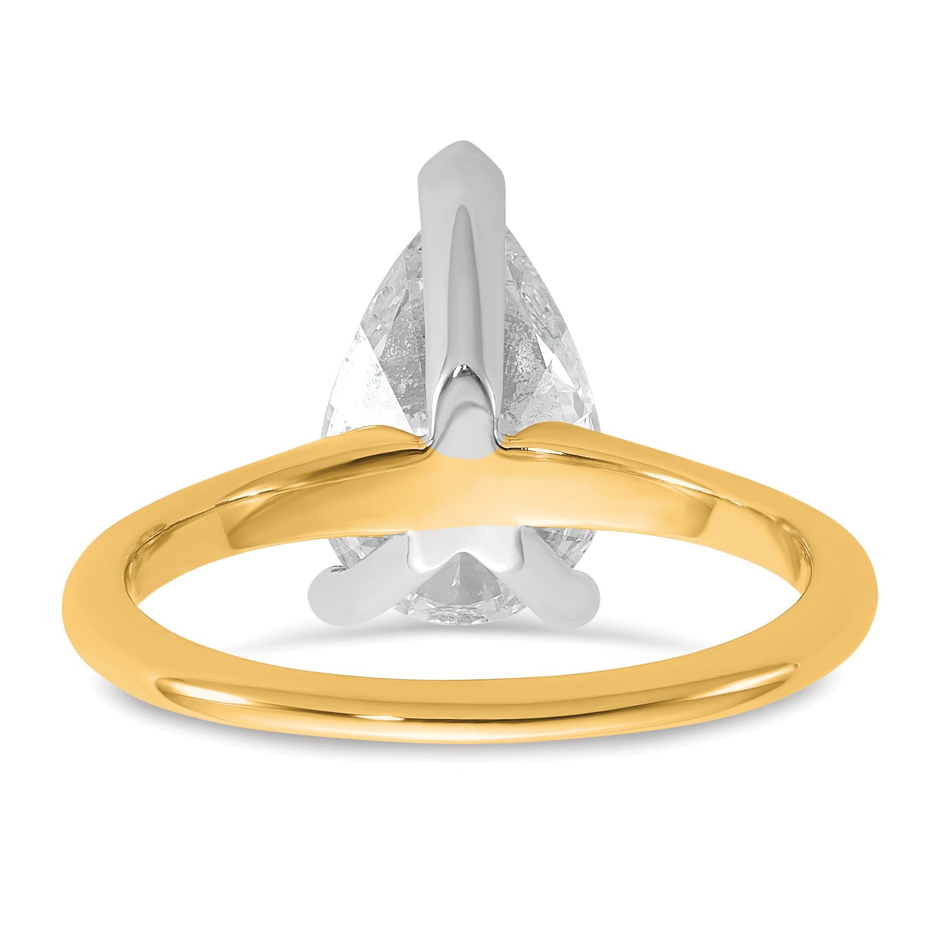 14k Two-tone 2 1/2 carat Certified Lab Grown Diamond VS+ F+ Pear Solitare Complete Engagement Ring