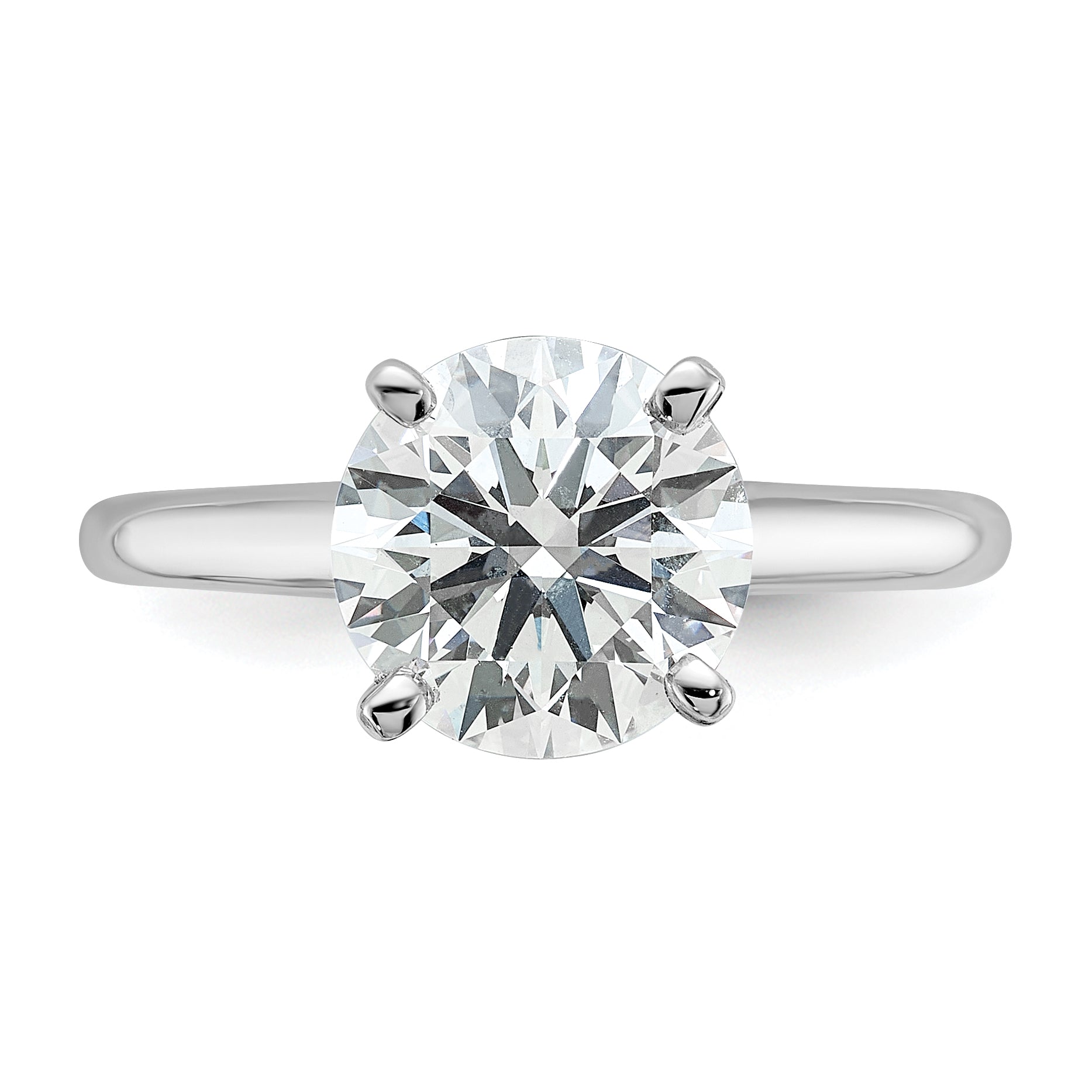 14k White Gold 2 1/2 carat Certified Lab Grown Diamond VS+ F+ Round Complete Solitaire Engagement Ring