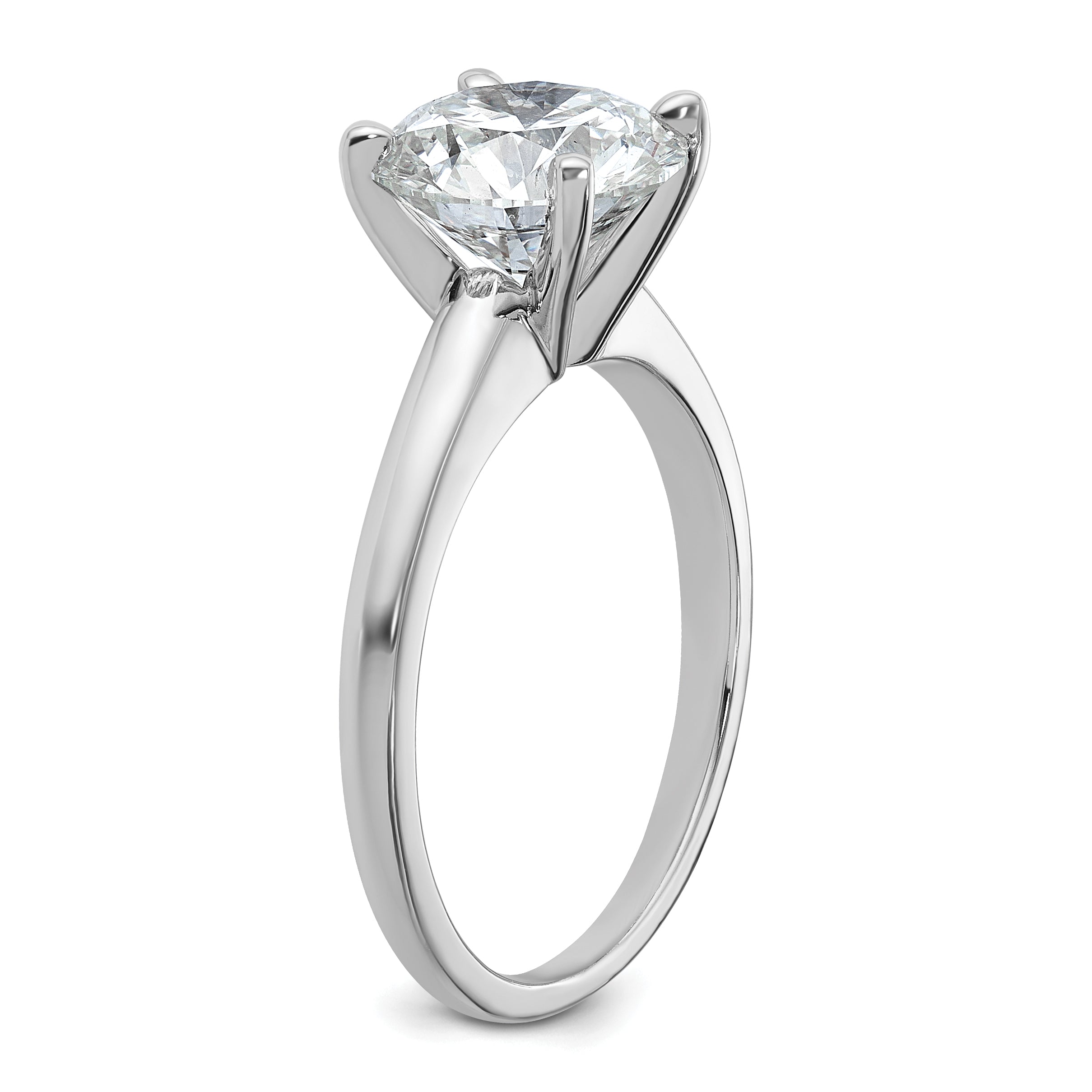 14k White Gold 2 1/2 carat Certified Lab Grown Diamond VS+ F+ Round Complete Solitaire Engagement Ring