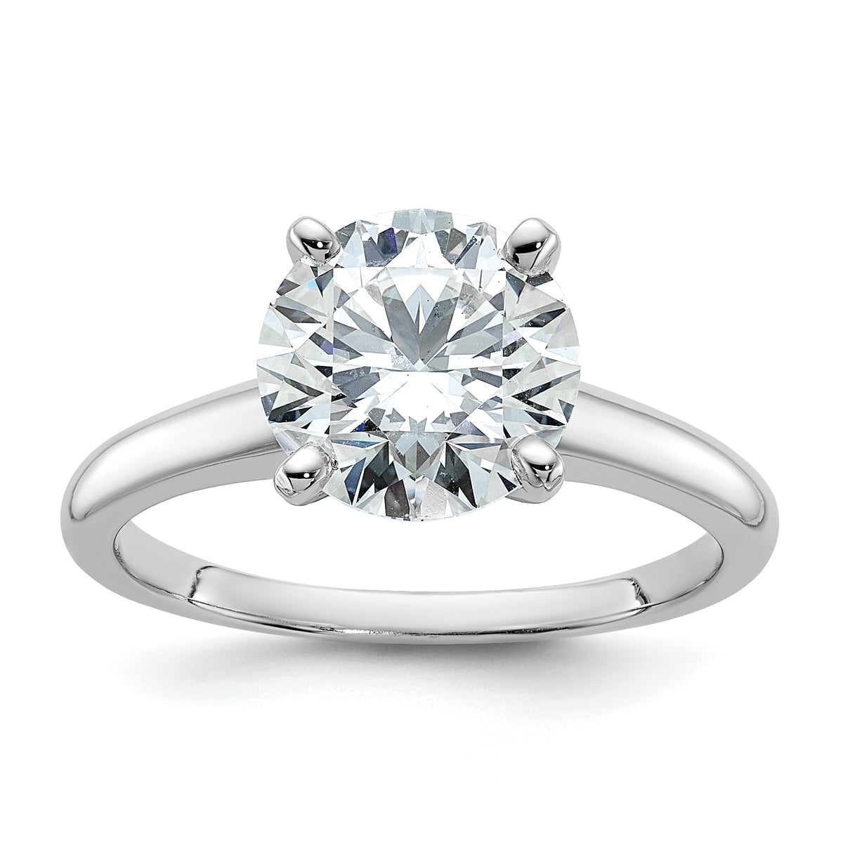 14k White Gold 2 1/2 carat Lab Grown Diamond VS+ F+ Round Complete Solitaire Engagement Ring