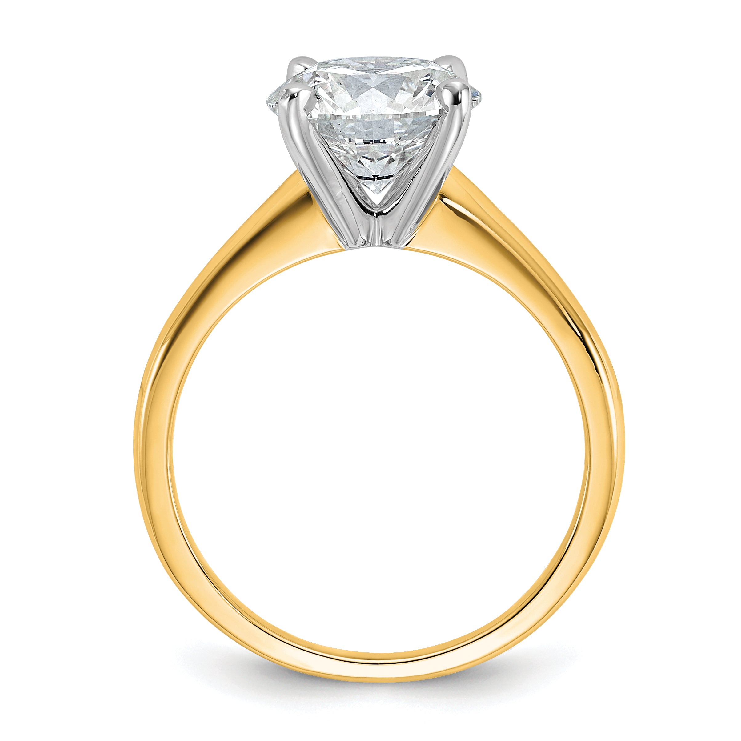 14k Two-Tone 2 1/2 carat Certified Lab Grown Diamond VS+ F+ Round Complete Solitaire Engagement Ring