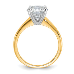 14k Two-Tone 2 1/2 carat Certified Lab Grown Diamond VS+ F+ Round Complete Solitaire Engagement Ring