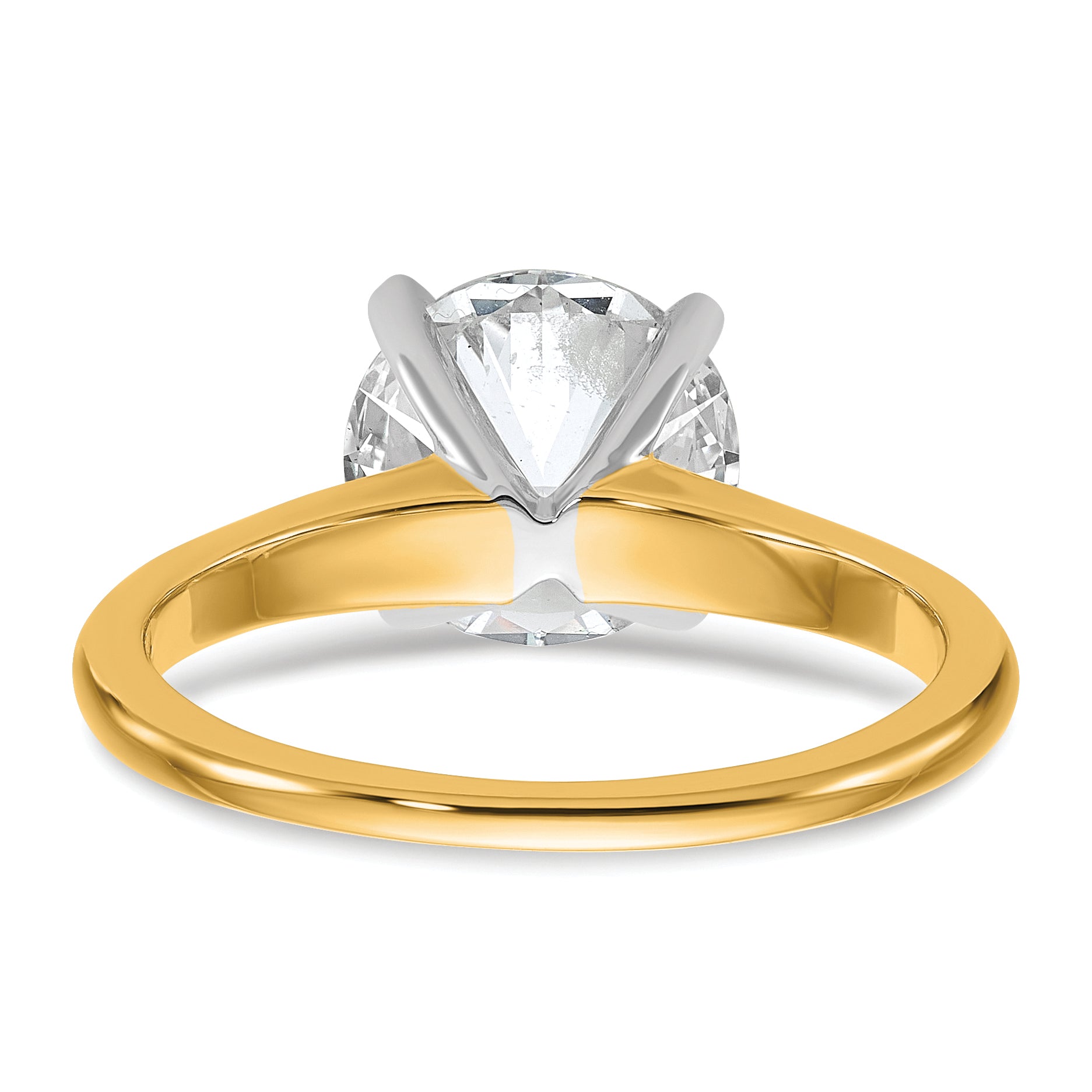 14k Two-Tone 2 1/2 carat Certified Lab Grown Diamond VS+ F+ Round Complete Solitaire Engagement Ring