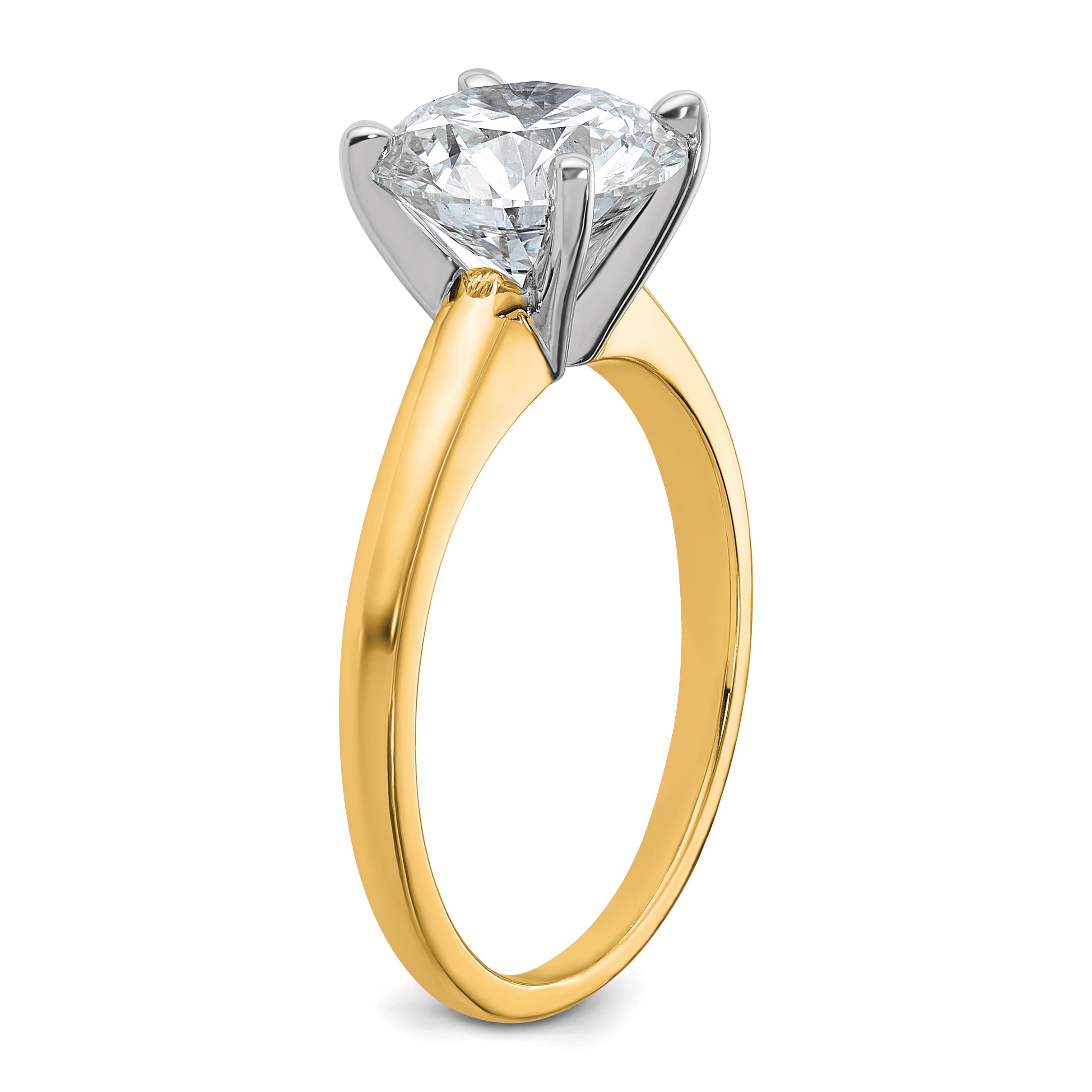 14k Two-Tone 2 1/2 carat Certified Lab Grown Diamond VS+ F+ Round Complete Solitaire Engagement Ring