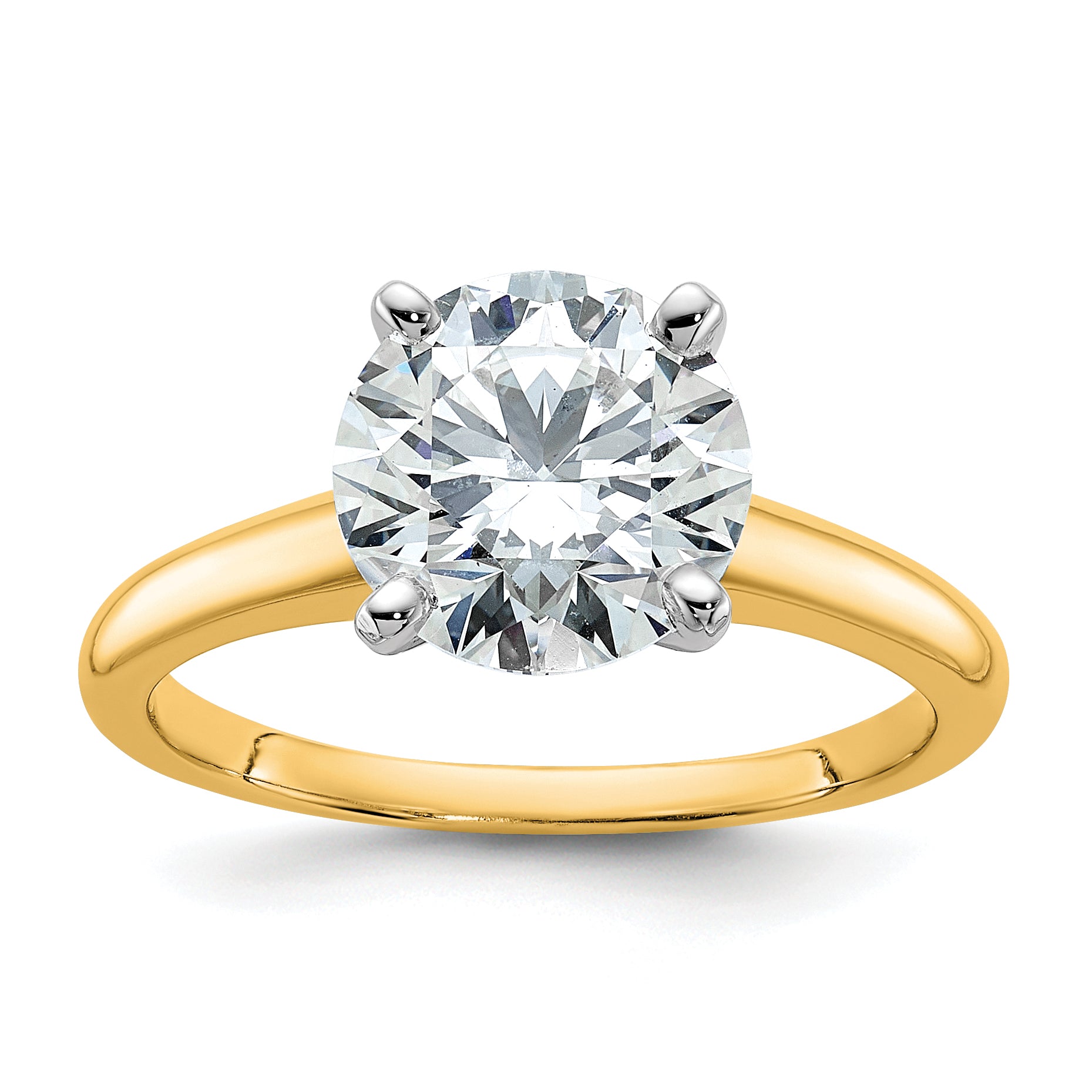 14k Two-Tone 2 1/2 carat Certified Lab Grown Diamond VS+ F+ Round Complete Solitaire Engagement Ring