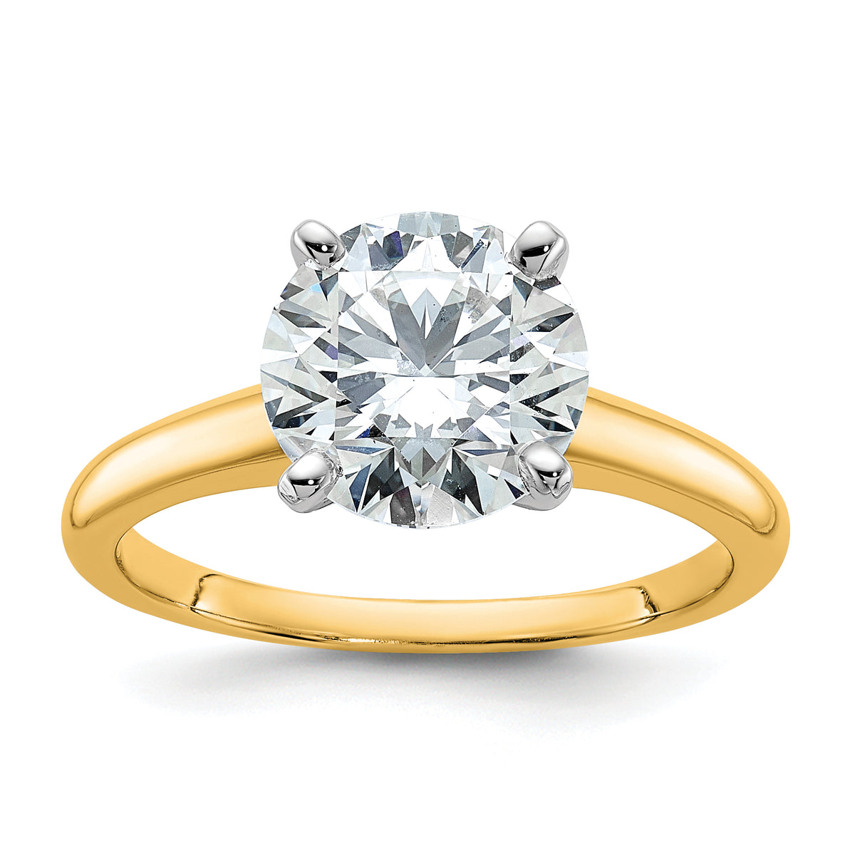 14k Two-Tone 2 1/2 carat Certified Lab Grown Diamond VS+ F+ Round Complete Solitaire Engagement Ring