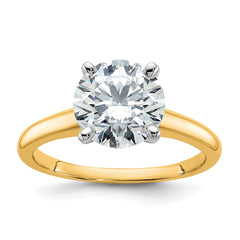 14k Two-Tone 2 1/2 carat Certified Lab Grown Diamond VS+ F+ Round Complete Solitaire Engagement Ring
