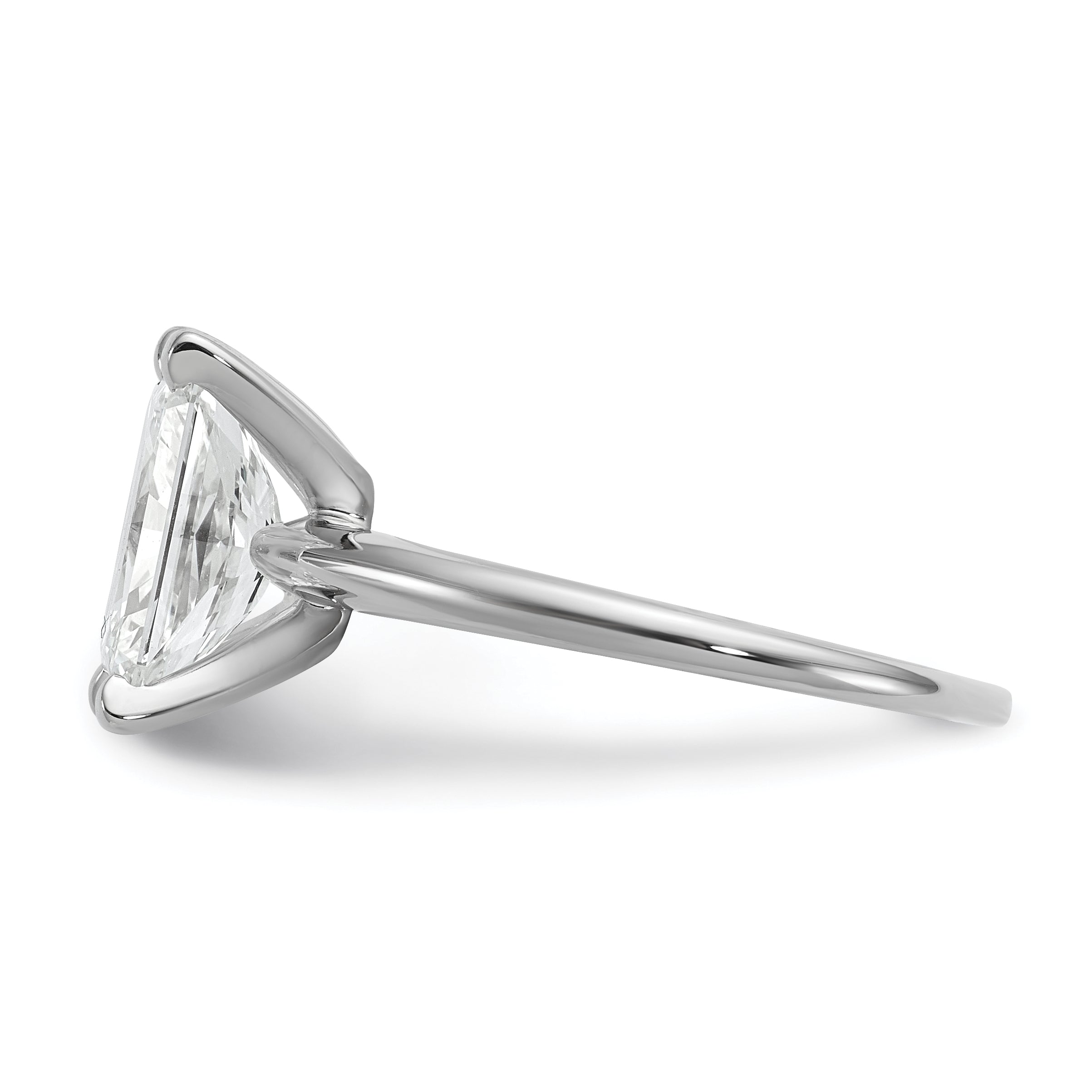 14k White Gold 2 1/2 carat Certified Lab Grown Diamond VS+ F+ Radiant Solitare Complete Engagement Ring