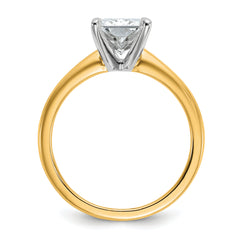 14k Two-tone 2 1/2 carat Certified Lab Grown Diamond VS/SI+ G+ Radiant Solitare Complete Engagement Ring