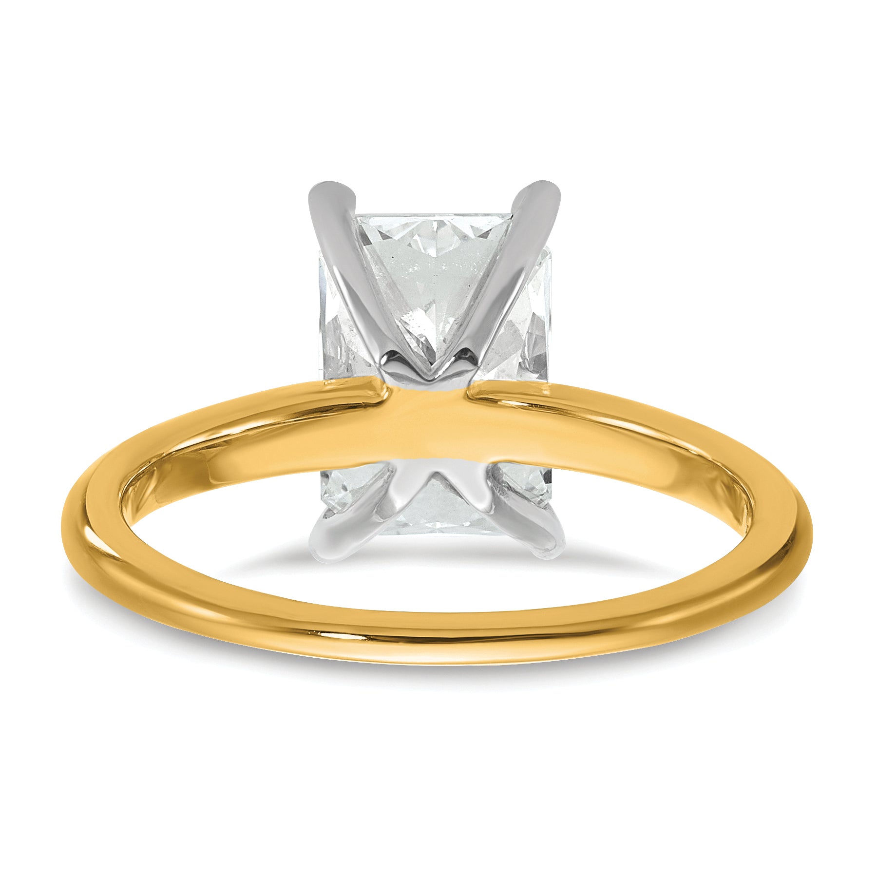 14k Two-tone 2 1/2 carat Certified Lab Grown Diamond VS+ F+ Radiant Solitare Complete Engagement Ring
