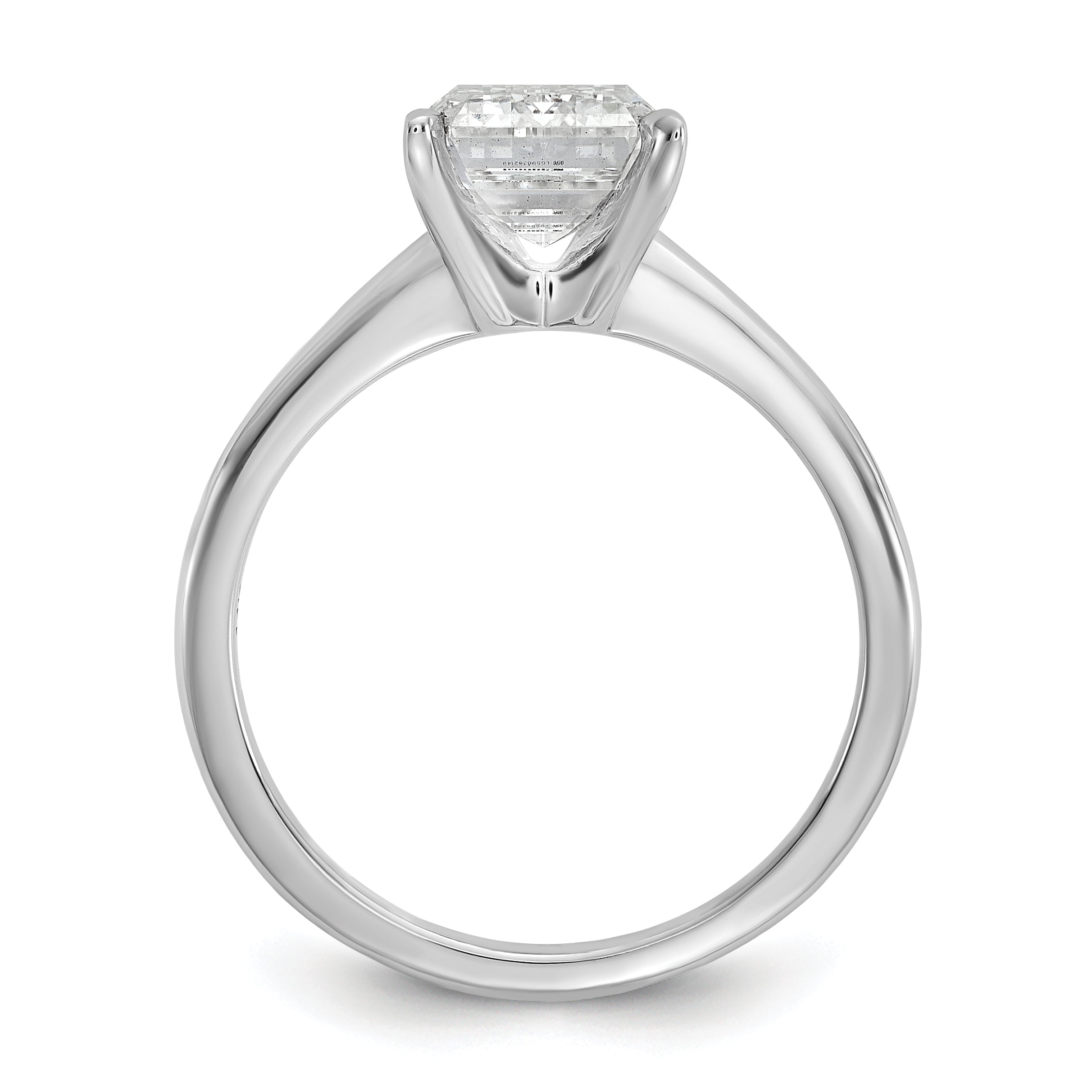 14k White Gold 3 carat Certified Lab Grown Diamond VS+ F+ Emerald Solitare Complete Engagement Ring