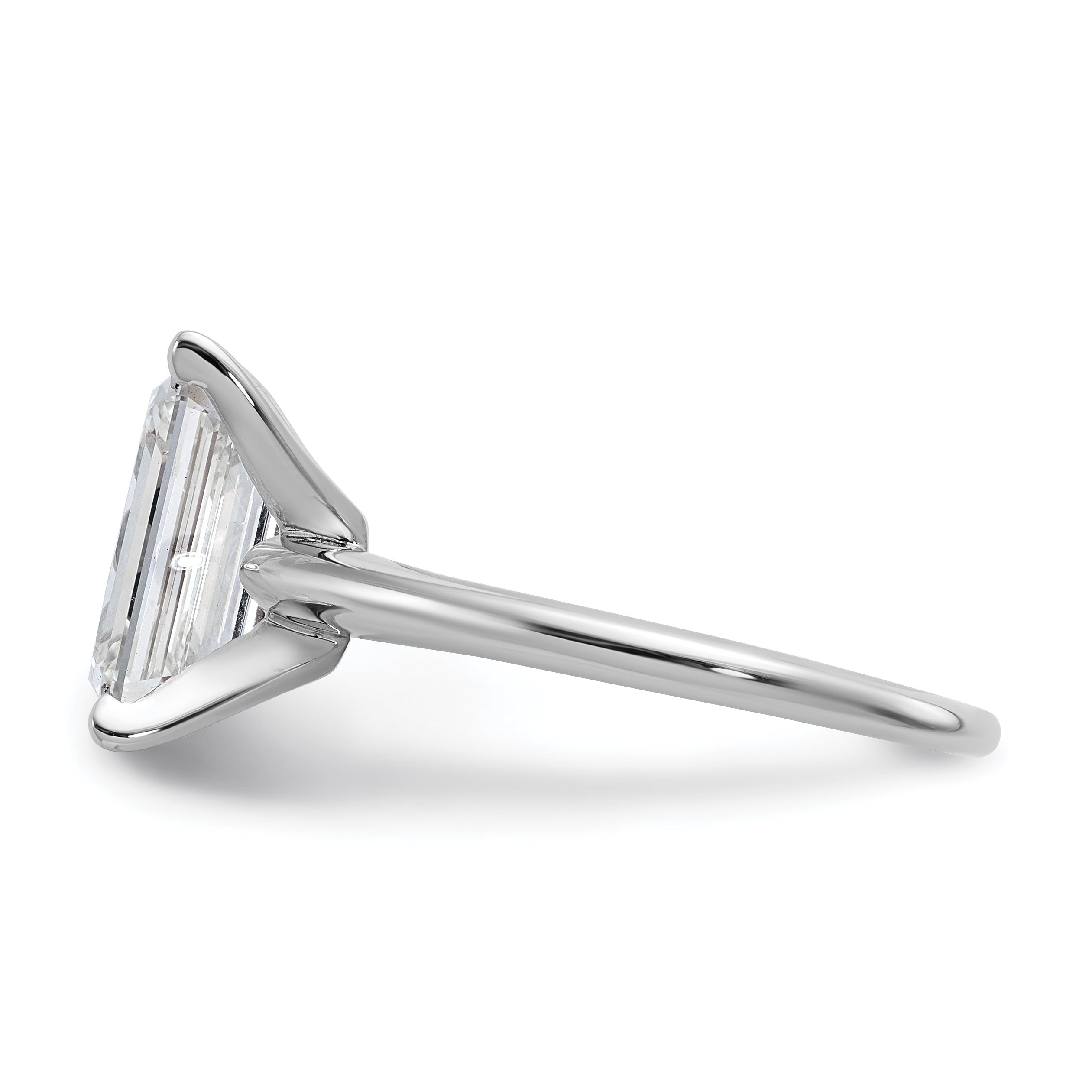 14k White Gold 3 carat Certified Lab Grown Diamond VS+ F+ Emerald Solitare Complete Engagement Ring