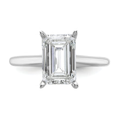 14k White Gold 3 carat Certified Lab Grown Diamond VS+ F+ Emerald Solitare Complete Engagement Ring