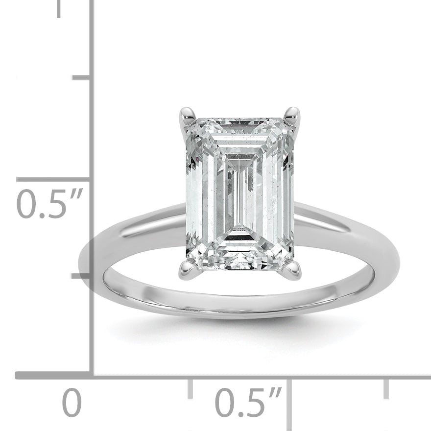 14k White Gold 3 carat Certified Lab Grown Diamond VS+ F+ Emerald Solitare Complete Engagement Ring
