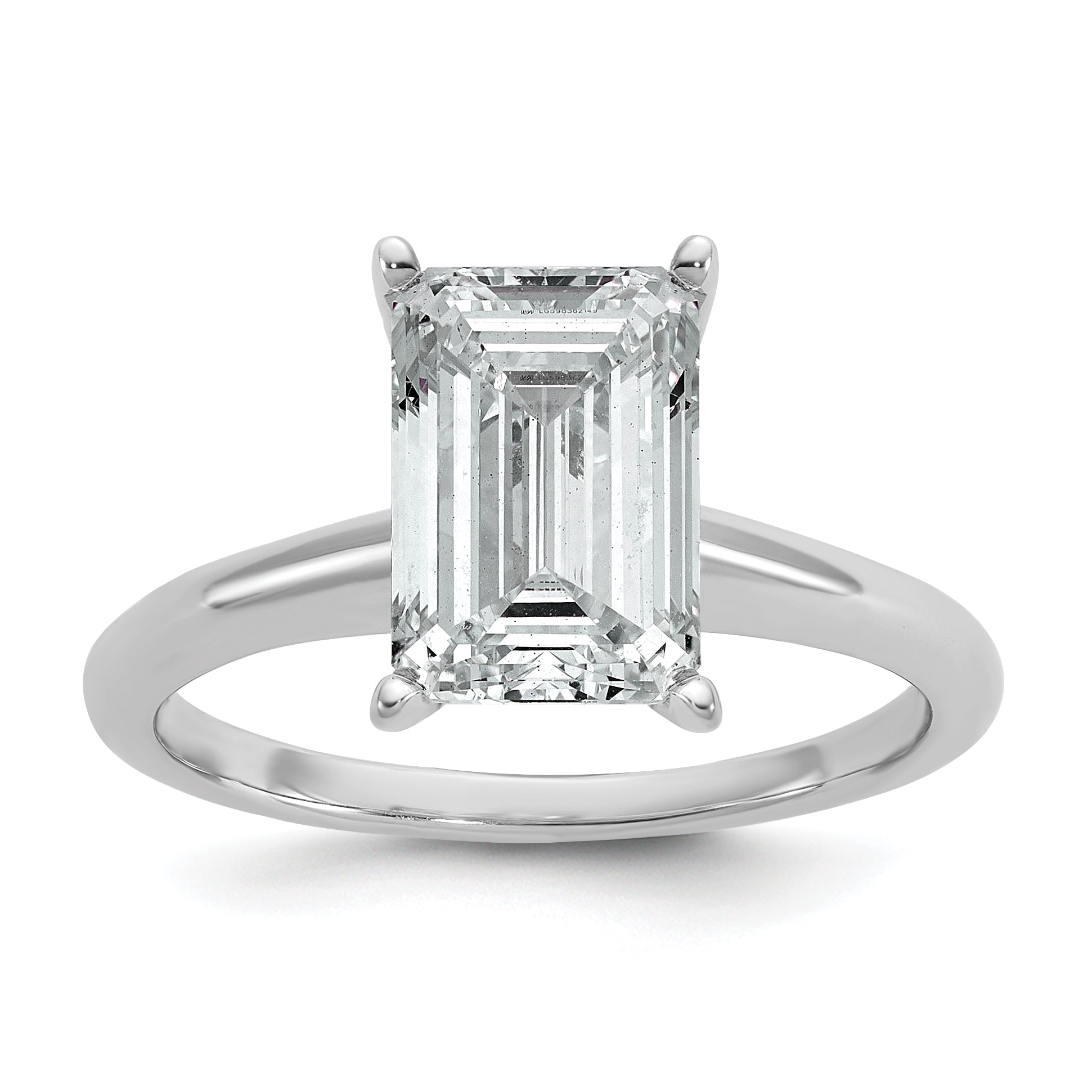 14k White Gold 3 carat Certified Lab Grown Diamond VS+ F+ Emerald Solitare Complete Engagement Ring