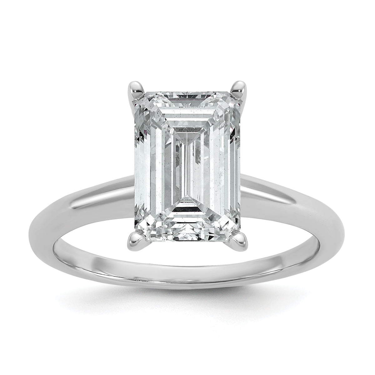 14k White Gold 3 carat Certified Lab Grown Diamond VS+ F+ Emerald Solitare Complete Engagement Ring