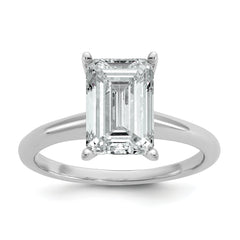 14k White Gold 3 carat Certified Lab Grown Diamond VS+ F+ Emerald Solitare Complete Engagement Ring