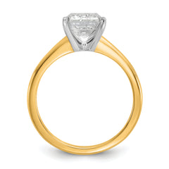 14k Two-tone 3 carat Certified Lab Grown Diamond VS+ F+ Emerald Solitare Complete Engagement Ring