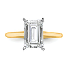 14k Two-tone 3 carat Certified Lab Grown Diamond VS+ F+ Emerald Solitare Complete Engagement Ring