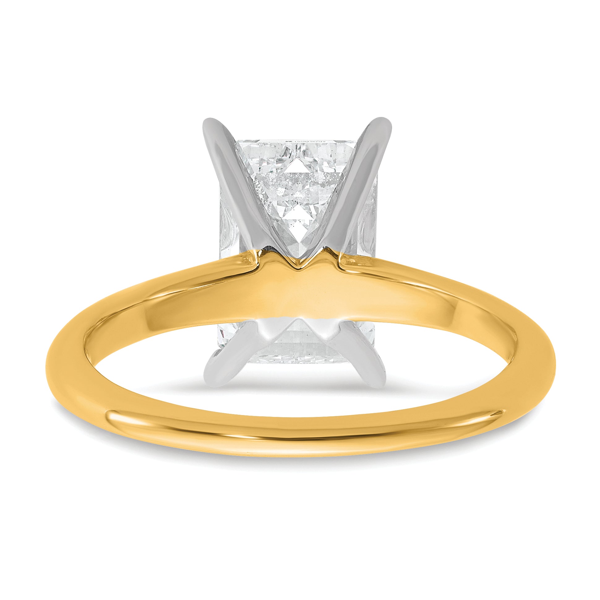 14k Two-tone 3 carat Certified Lab Grown Diamond VS+ F+ Emerald Solitare Complete Engagement Ring