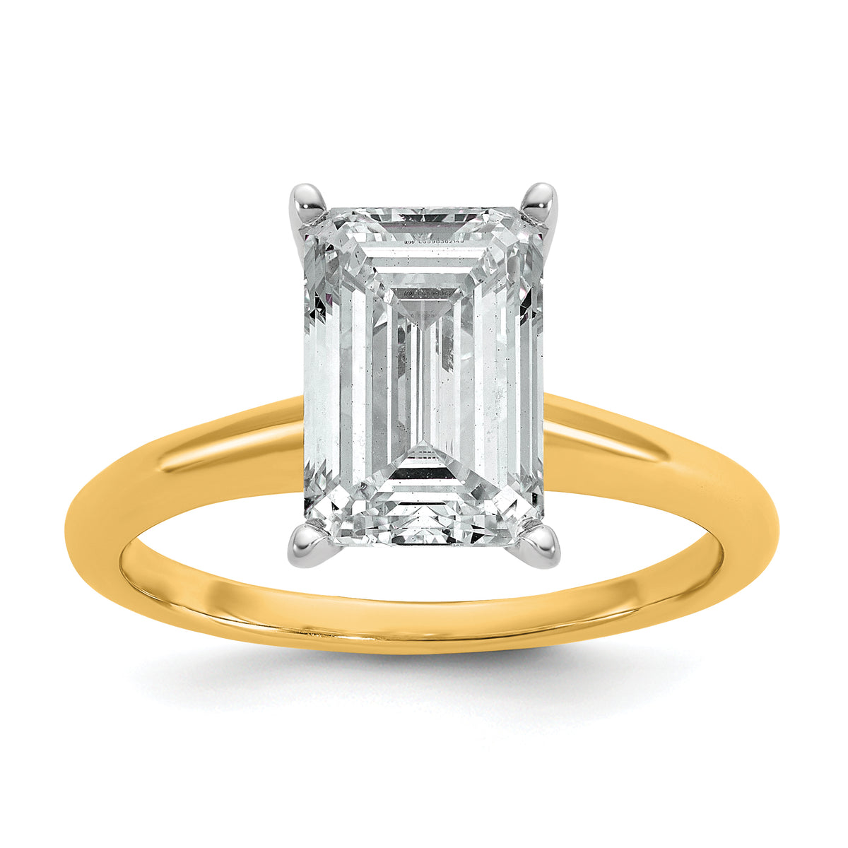 14k Two-tone 3 carat Certified Lab Grown Diamond VS+ F+ Emerald Solitare Complete Engagement Ring