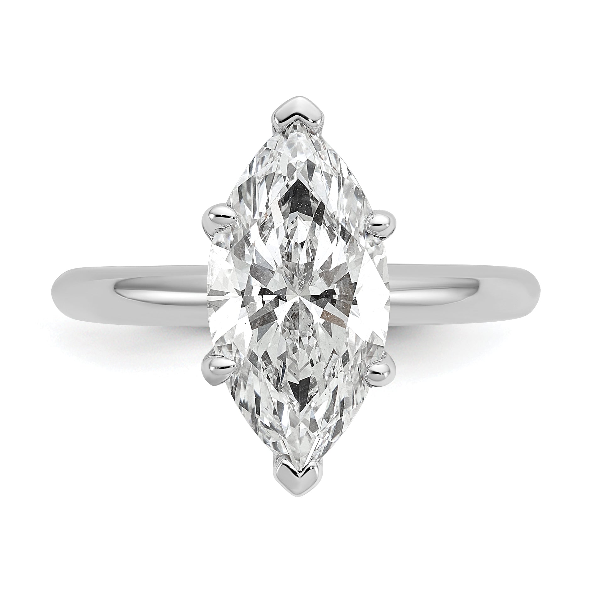14k White Gold 3 carat Certified Lab Grown Diamond VS+ F+ Marquise Solitare Complete Engagement Ring