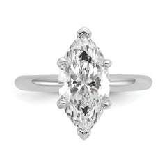 14k White Gold 3 carat Certified Lab Grown Diamond VS+ F+ Marquise Solitare Complete Engagement Ring