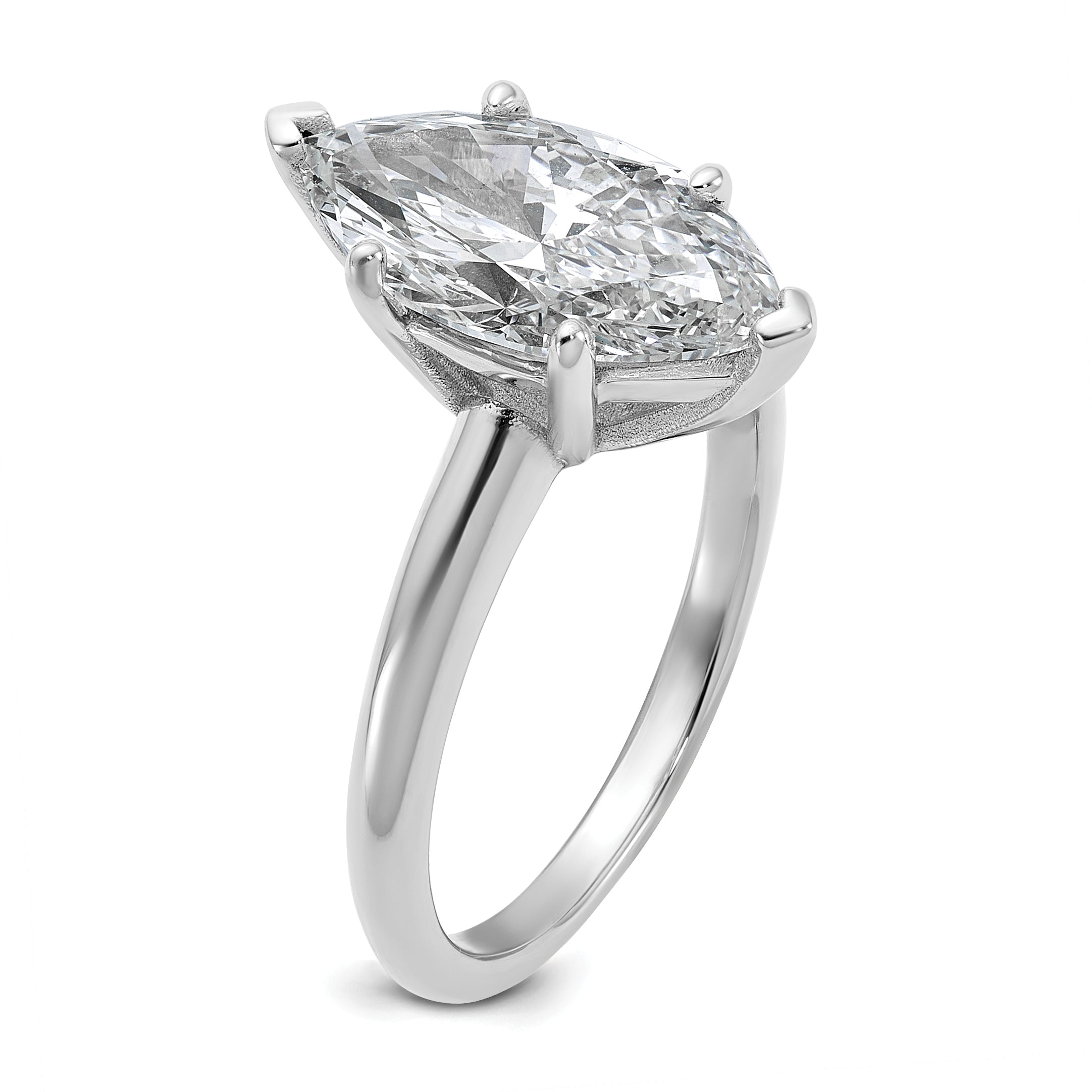 14k White Gold 3 carat Certified Lab Grown Diamond VS+ F+ Marquise Solitare Complete Engagement Ring