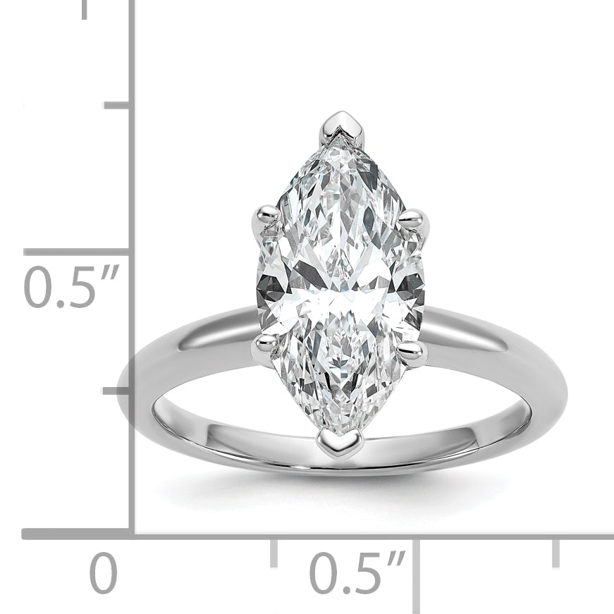 14k White Gold 3 carat Certified Lab Grown Diamond VS+ F+ Marquise Solitare Complete Engagement Ring