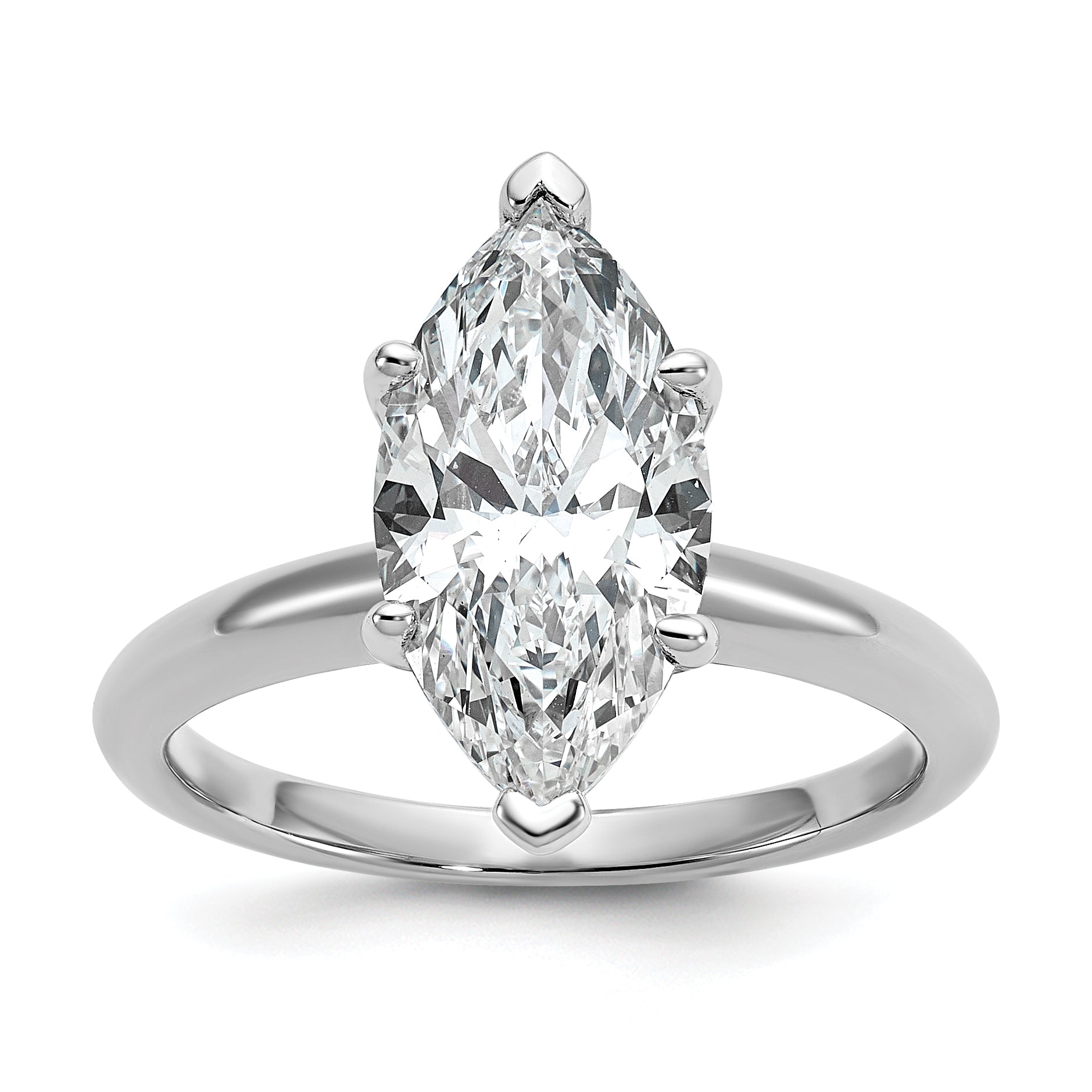 14k White Gold 3 carat Certified Lab Grown Diamond VS+ F+ Marquise Solitare Complete Engagement Ring