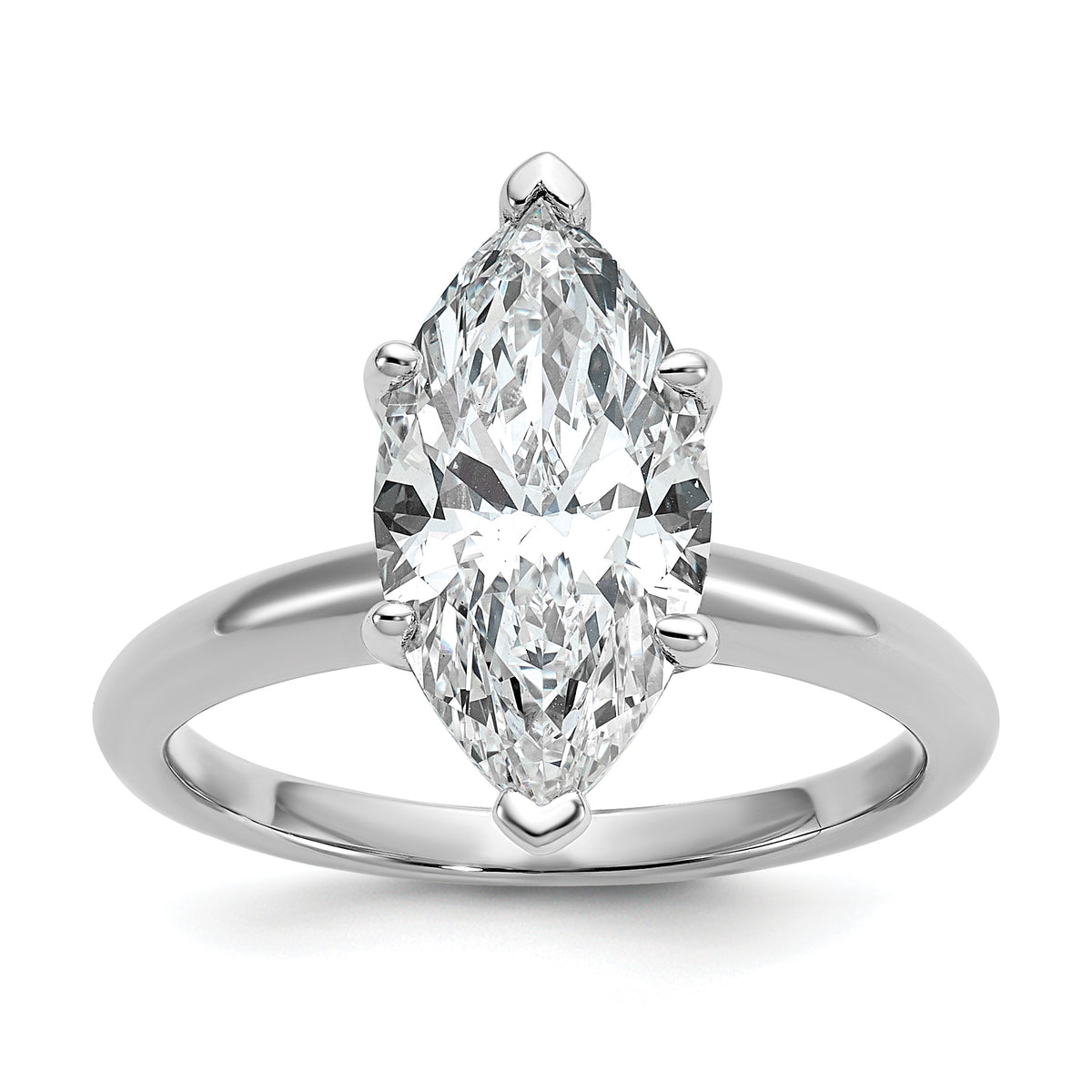 14k White Gold 3 carat Certified Lab Grown Diamond VS+ F+ Marquise Solitare Complete Engagement Ring