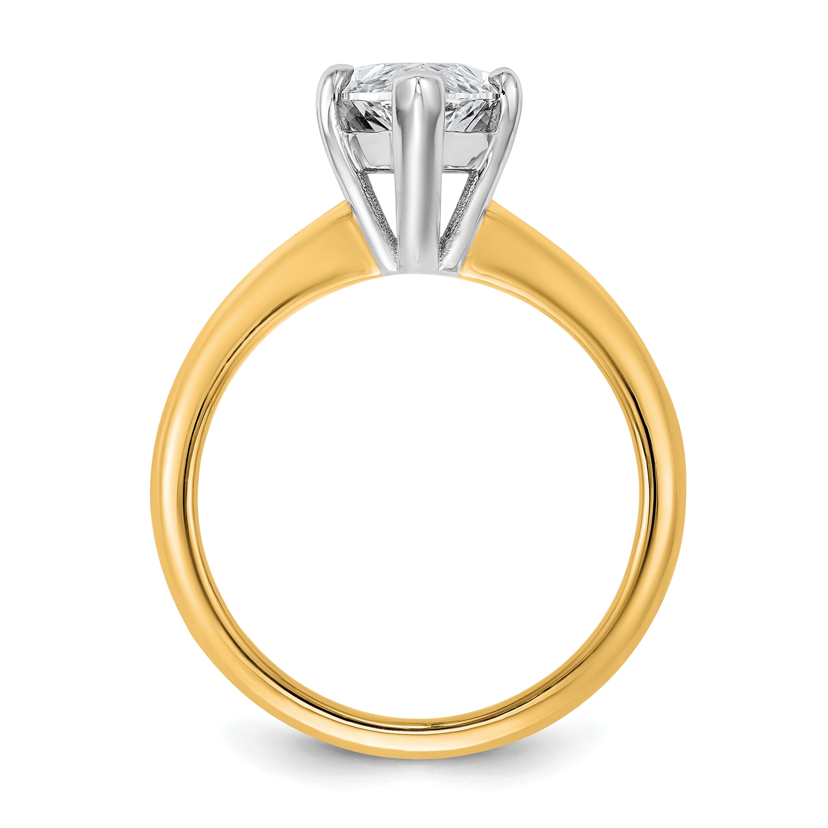 14k Two-tone 3 carat Lab Grown Diamond VS+ F+ Marquise Solitare Complete Engagement Ring