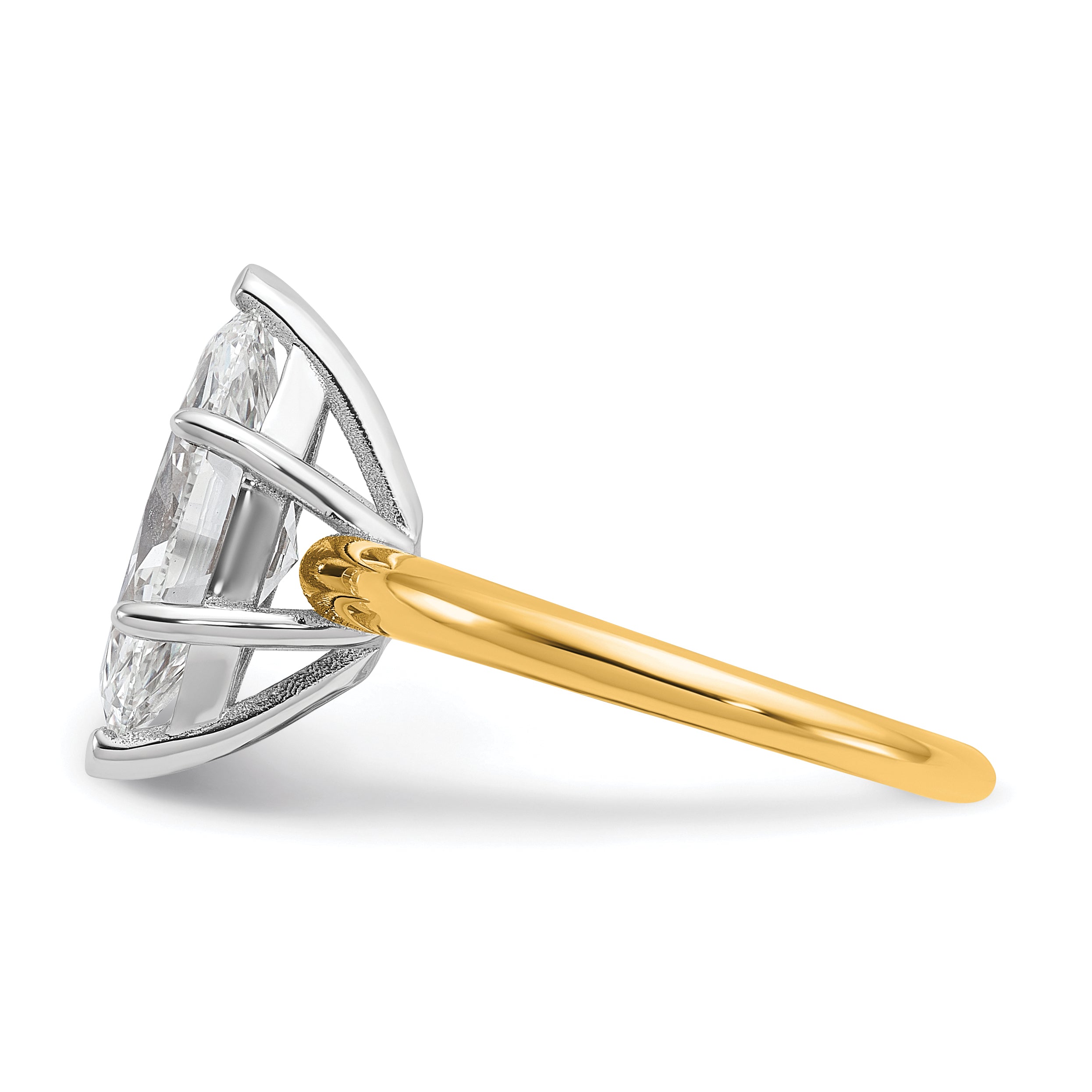 14k Two-tone 3 carat Lab Grown Diamond VS+ F+ Marquise Solitare Complete Engagement Ring