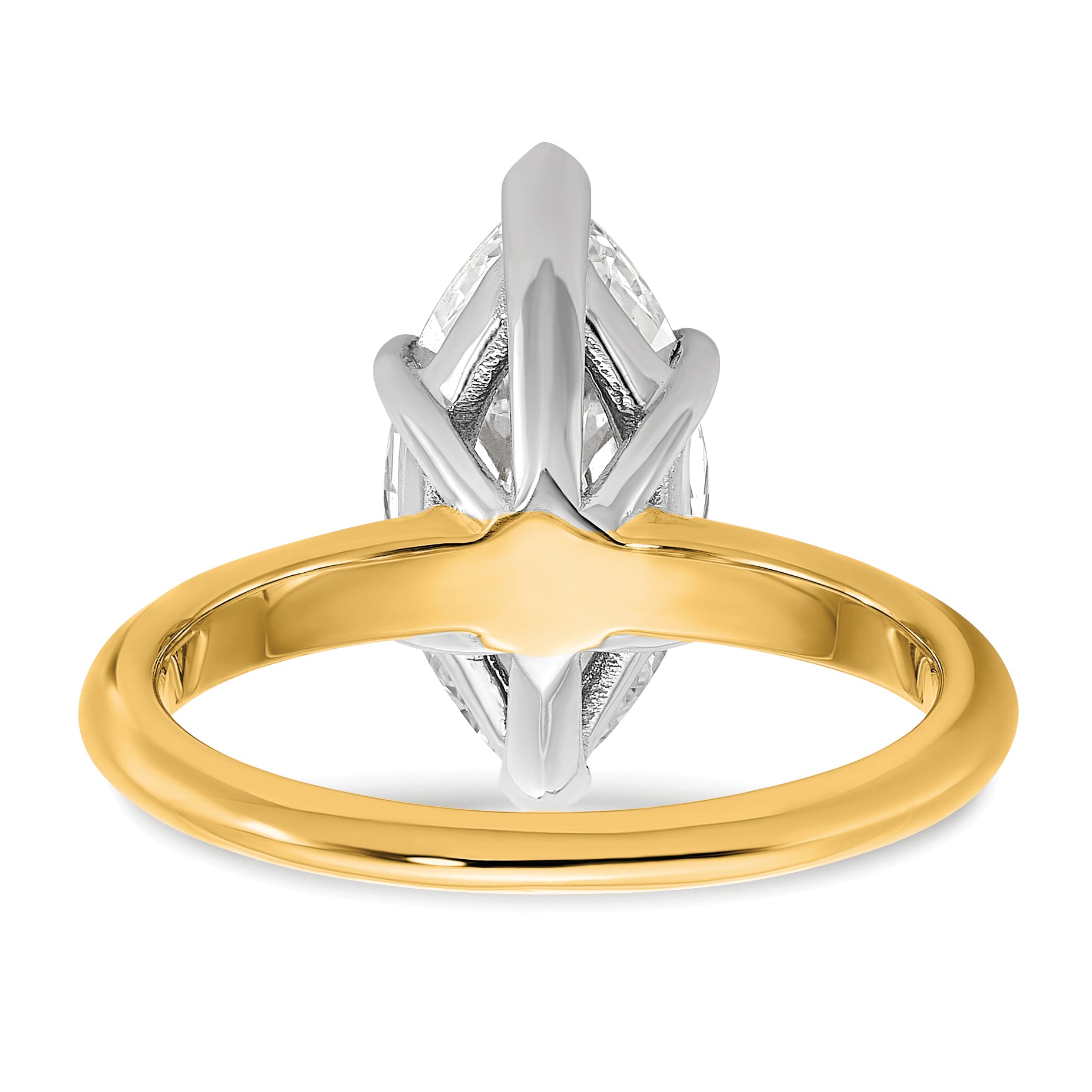 14k Two-tone 3 carat Certified Lab Grown Diamond VS+ F+ Marquise Solitare Complete Engagement Ring