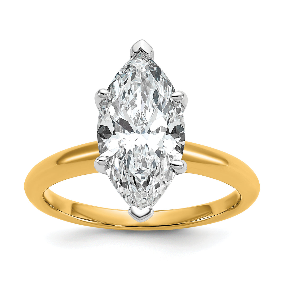 14k Two-tone 3 carat Lab Grown Diamond VS+ F+ Marquise Solitare Complete Engagement Ring