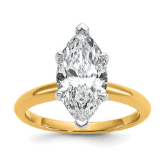 14k Two-tone 3 carat Lab Grown Diamond VS+ F+ Marquise Solitare Complete Engagement Ring