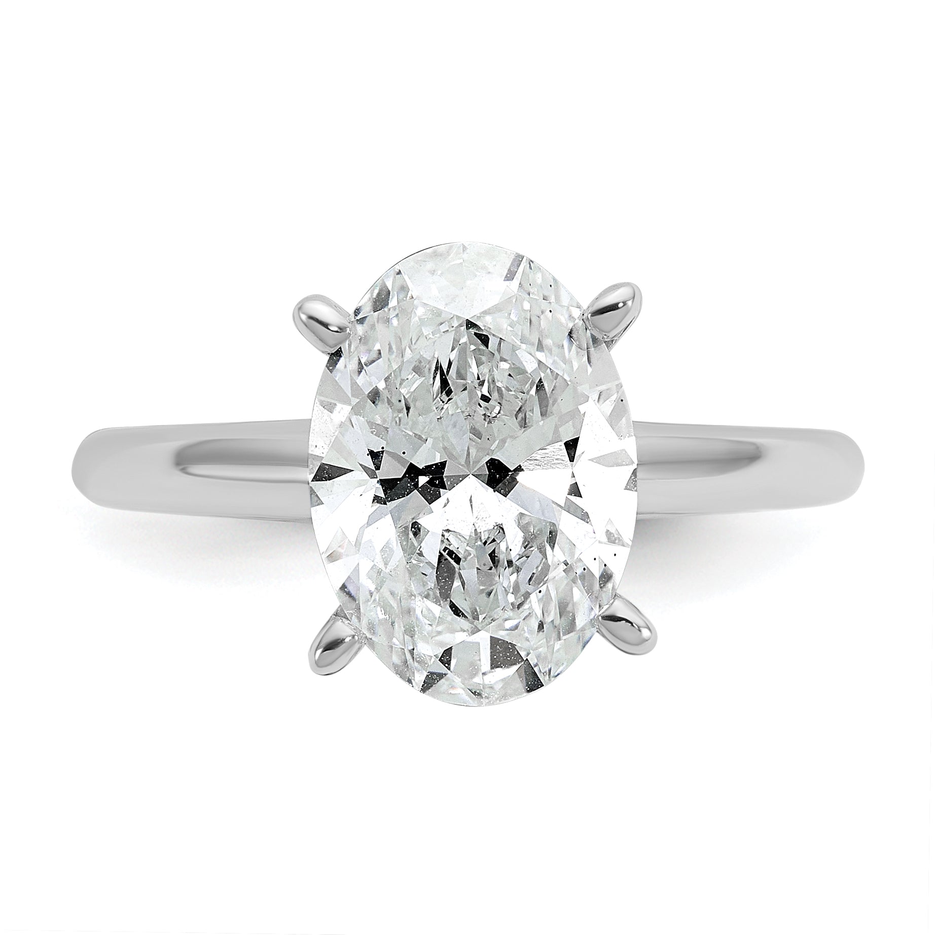 14k White Gold 3 carat Certified Lab Grown Diamond VS+ F+ Oval Complete Solitaire Engagement Ring