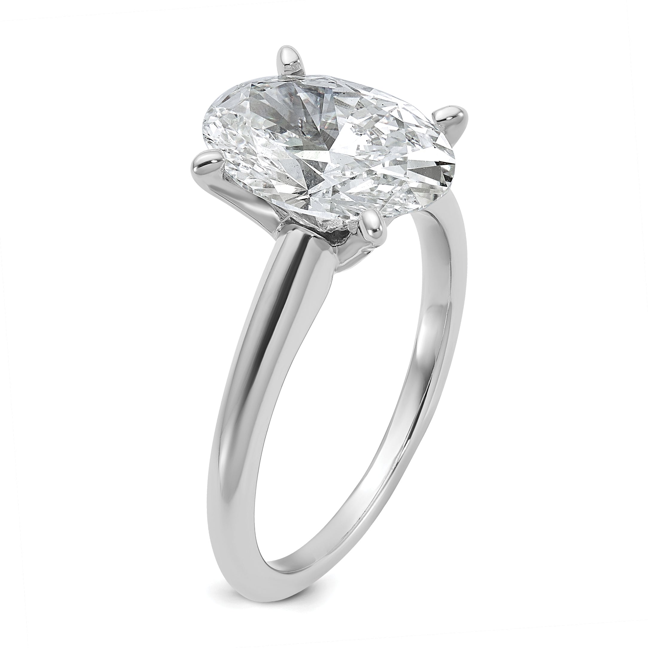 14k White Gold 3 carat Certified Lab Grown Diamond VS+ F+ Oval Complete Solitaire Engagement Ring