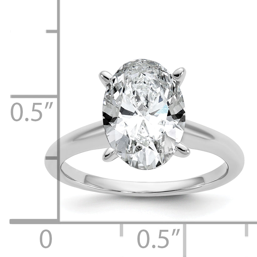 14k White Gold 3 carat Certified Lab Grown Diamond VS+ F+ Oval Complete Solitaire Engagement Ring