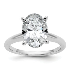 14k White Gold 3 carat Certified Lab Grown Diamond VS+ F+ Oval Complete Solitaire Engagement Ring