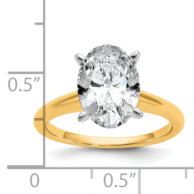 14k Two-Tone 3 carat Certified Lab Grown Diamond VS+ F+ Oval Complete Solitaire Engagement Ring