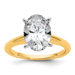 14k Two-Tone 3 carat Certified Lab Grown Diamond VS+ F+ Oval Complete Solitaire Engagement Ring