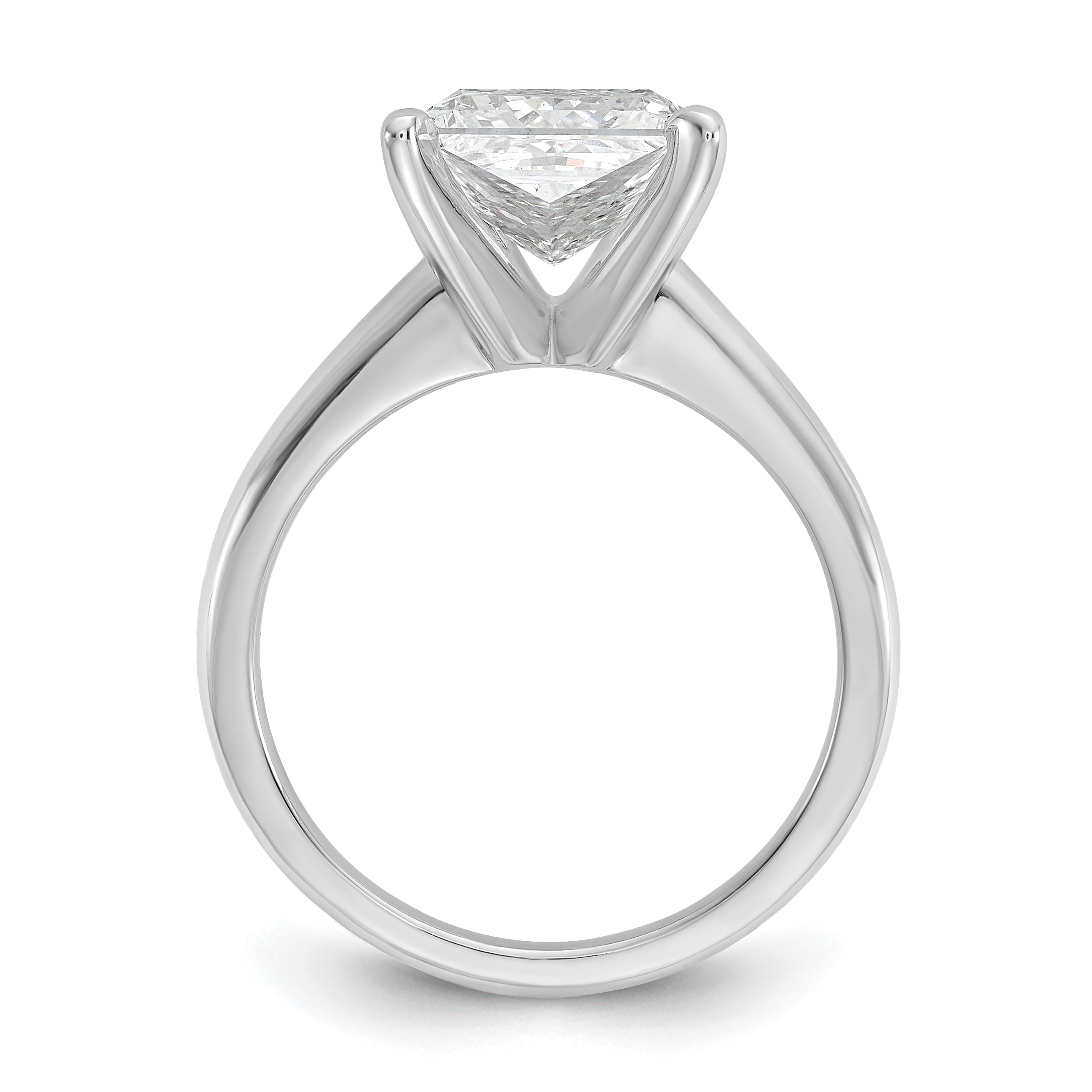 14k White Gold 3 carat Certified Lab Grown Diamond VS+ F+ Princess Complete Solitare Engagement Ring