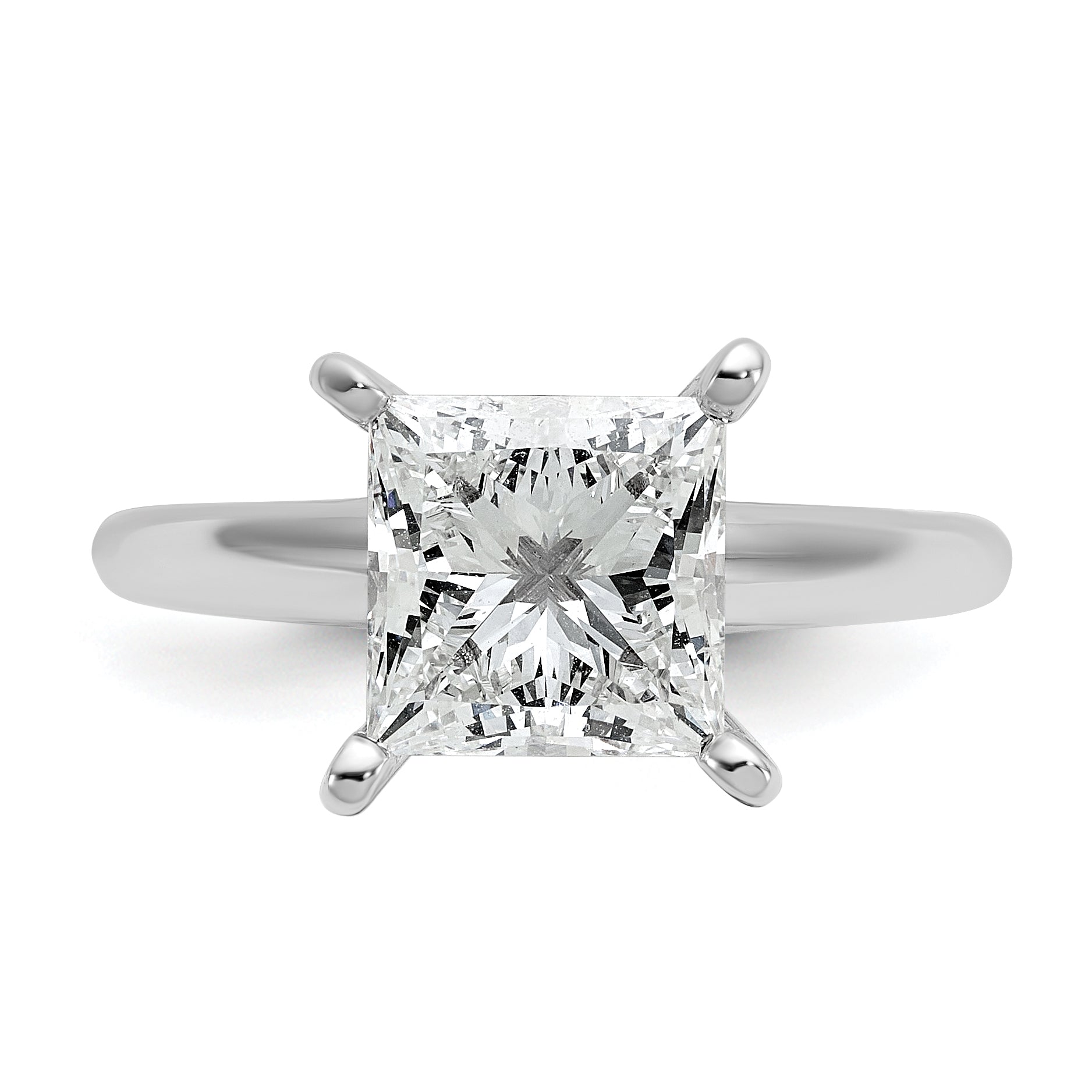 14k White Gold 3 carat Certified Lab Grown Diamond VS+ F+ Princess Complete Solitare Engagement Ring