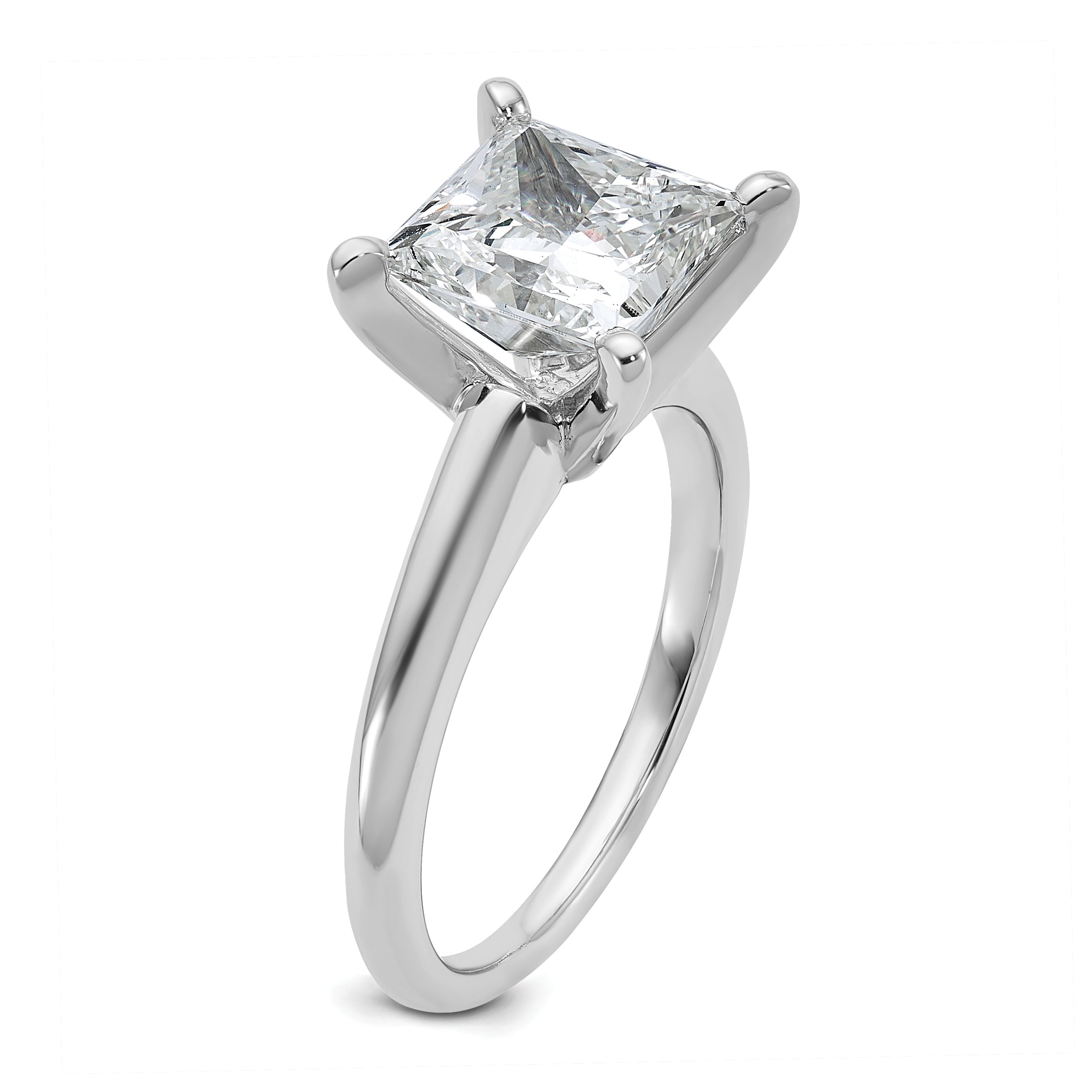 14k White Gold 3 carat Certified Lab Grown Diamond VS+ F+ Princess Complete Solitare Engagement Ring