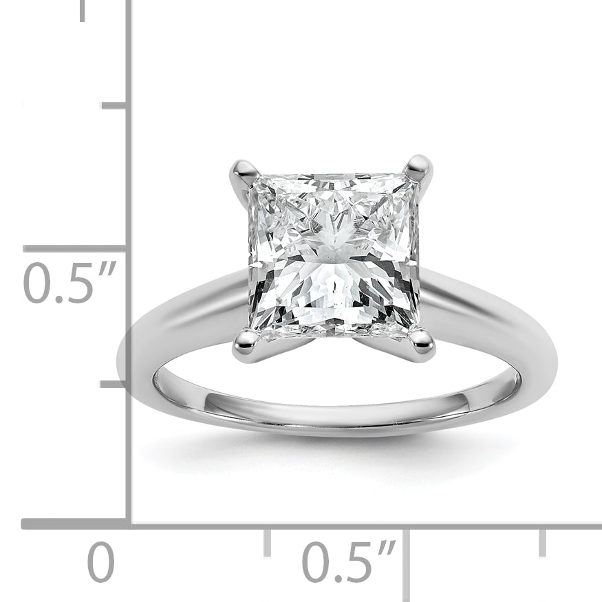 14k White Gold 3 carat Certified Lab Grown Diamond VS+ F+ Princess Complete Solitare Engagement Ring