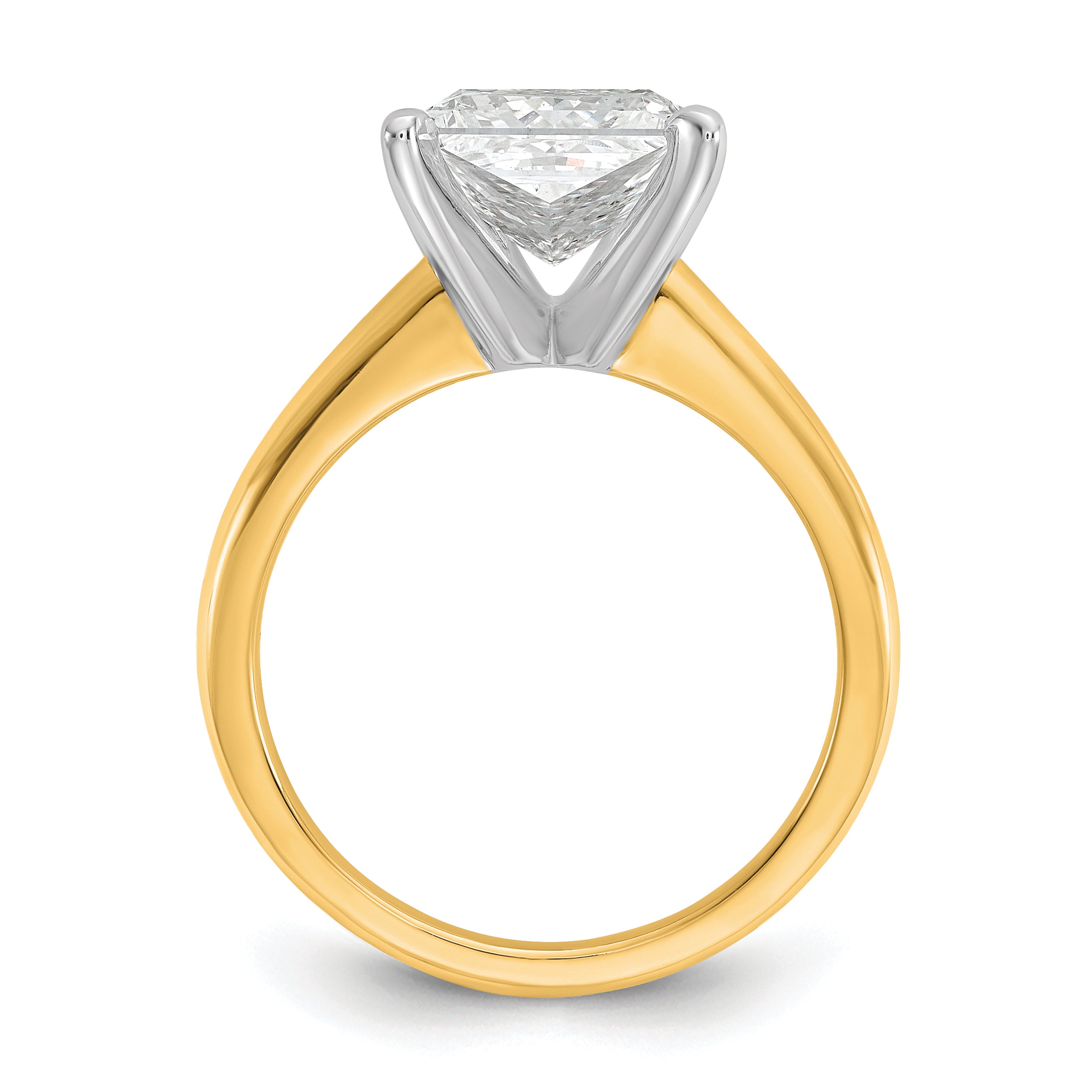 14k Two-tone 3 carat Certified Lab Grown Diamond VS+ F+ Princess Complete Solitare Engagement Ring