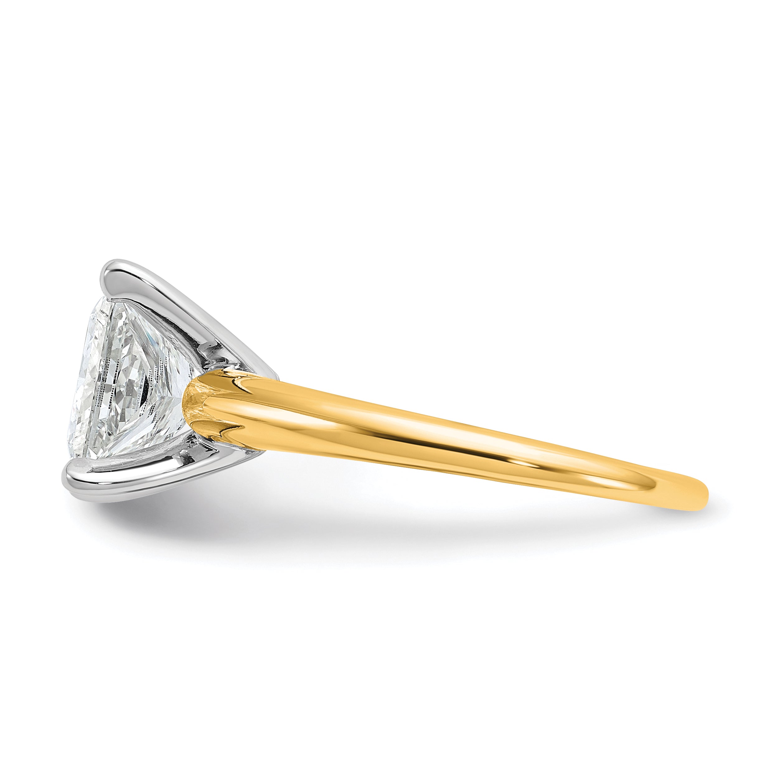 14k Two-tone 3 carat Certified Lab Grown Diamond VS+ F+ Princess Complete Solitare Engagement Ring