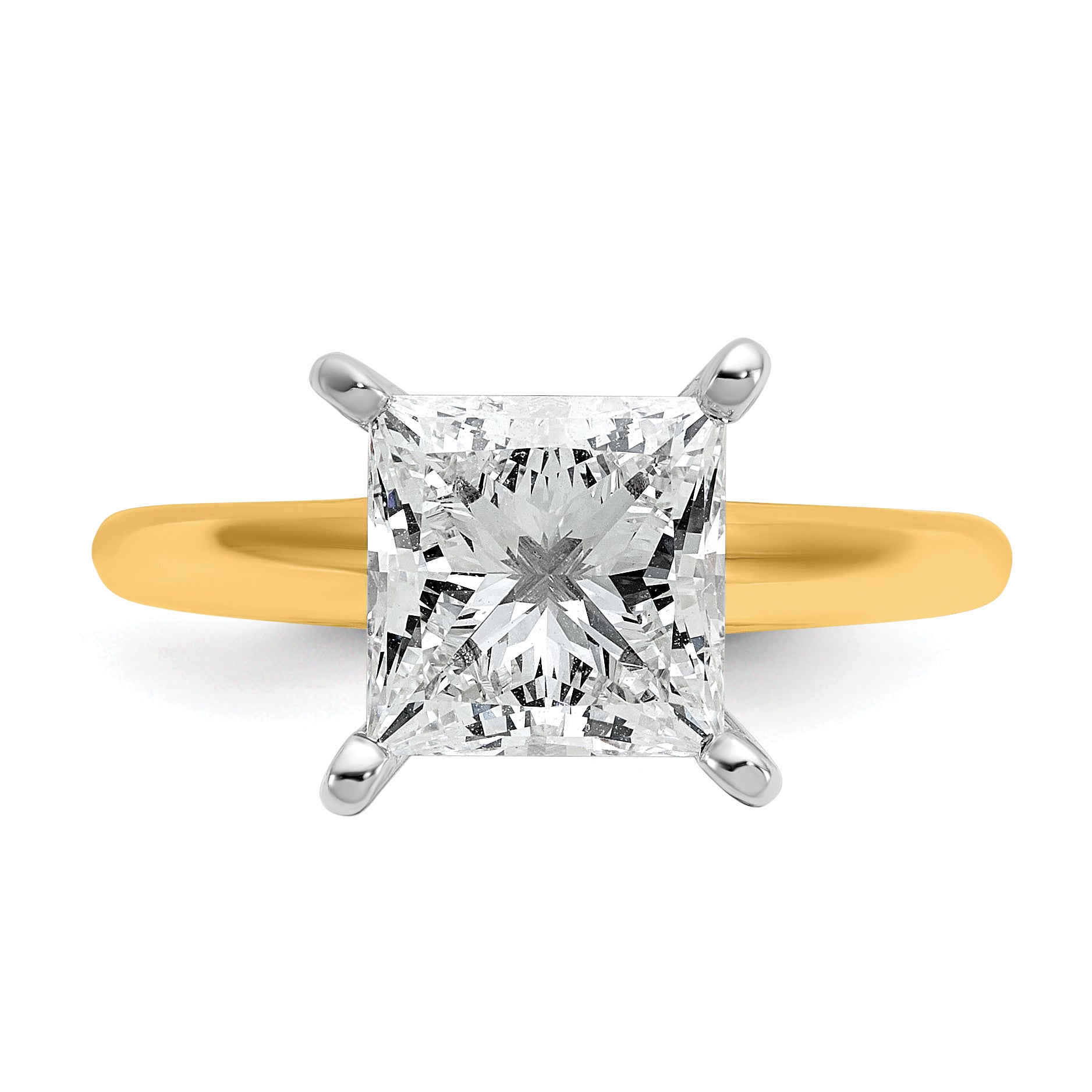 14k Two-tone 3 carat Certified Lab Grown Diamond VS/SI+ G+ Princess Complete Solitare Engagement Ring