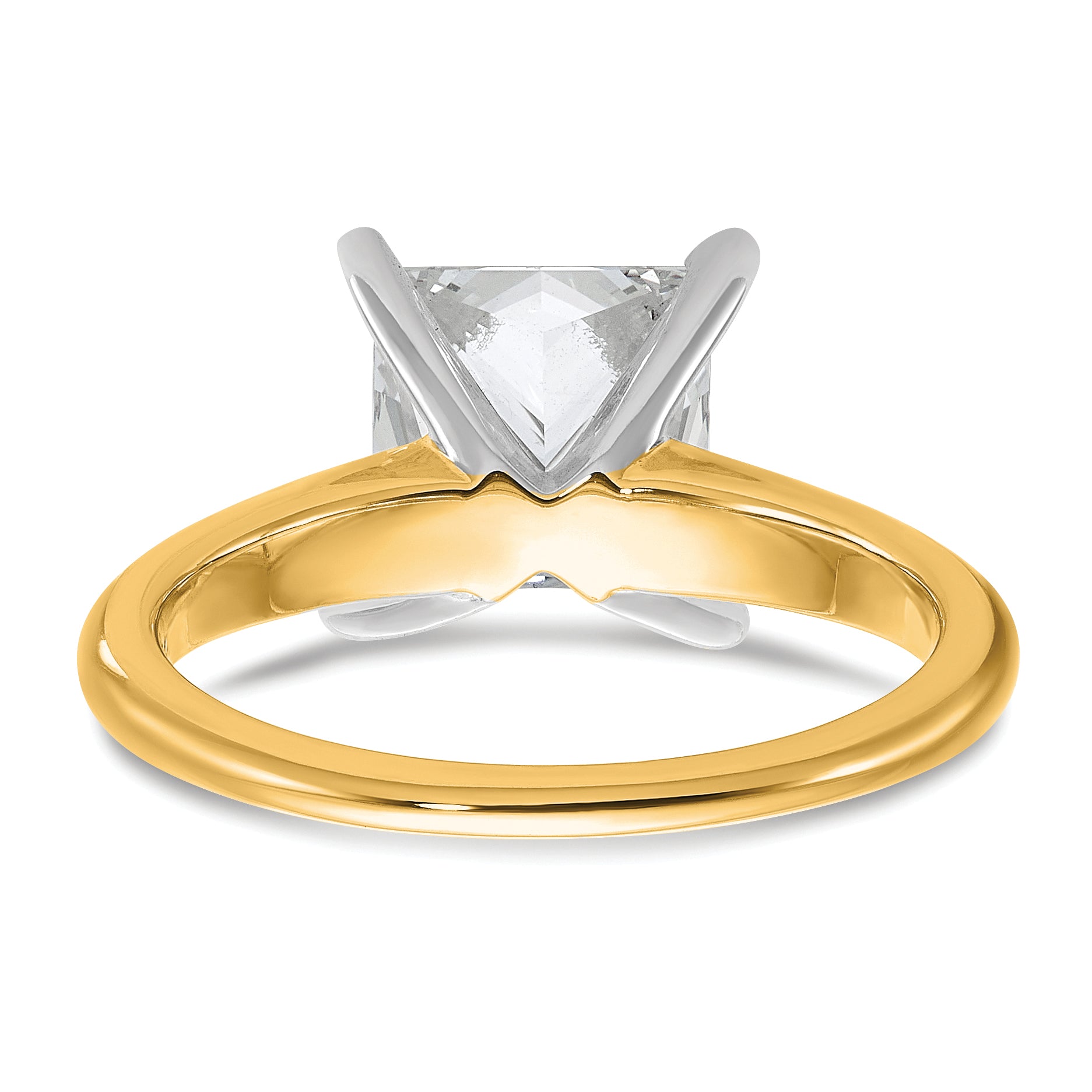 14k Two-tone 3 carat Certified Lab Grown Diamond VS+ F+ Princess Complete Solitare Engagement Ring
